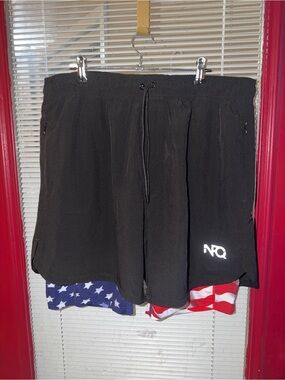 NFQ Men’s Black Athletic Training Patriotic Shorts Size XL